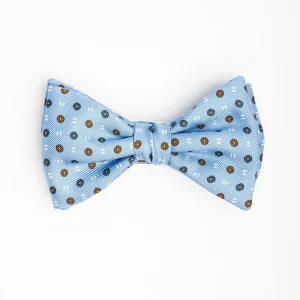 Light Blue Pre-Knotted Silk Bowtie - Small Flower Pattern>E.Marinella Best Sale