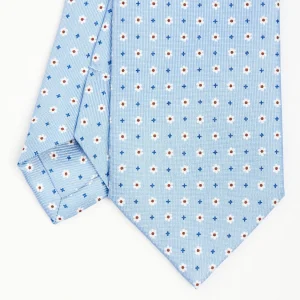 Light Blue Sartorial Classic Silk Tie - Small Flower Pattern>E.Marinella Hot