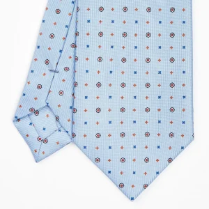 Light Blue Sartorial Classic Silk Tie - Small Flower Designs>E.Marinella Clearance