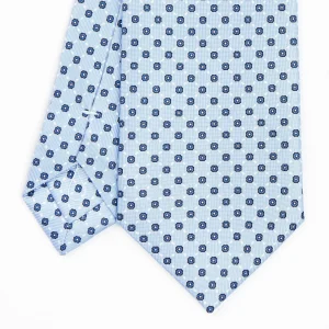 Light Blue Sartorial Classic Silk Tie - Small Flower Pattern>E.Marinella Flash Sale