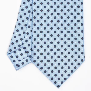 Light Blue Sartorial Classic Silk Tie - Small Flower Pattern>E.Marinella Shop