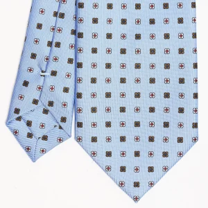Light Blue Sartorial Classic Silk Tie Small Flower Pattern>E.Marinella Store