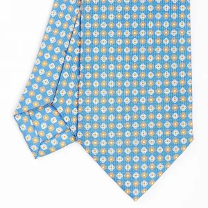 Light Blue Sartorial Classic Silk Tie - Small Flower Pattern>E.Marinella Best Sale