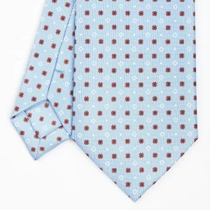 Light Blue Sartorial Classic Silk Tie - Small Flower Pattern>E.Marinella Store
