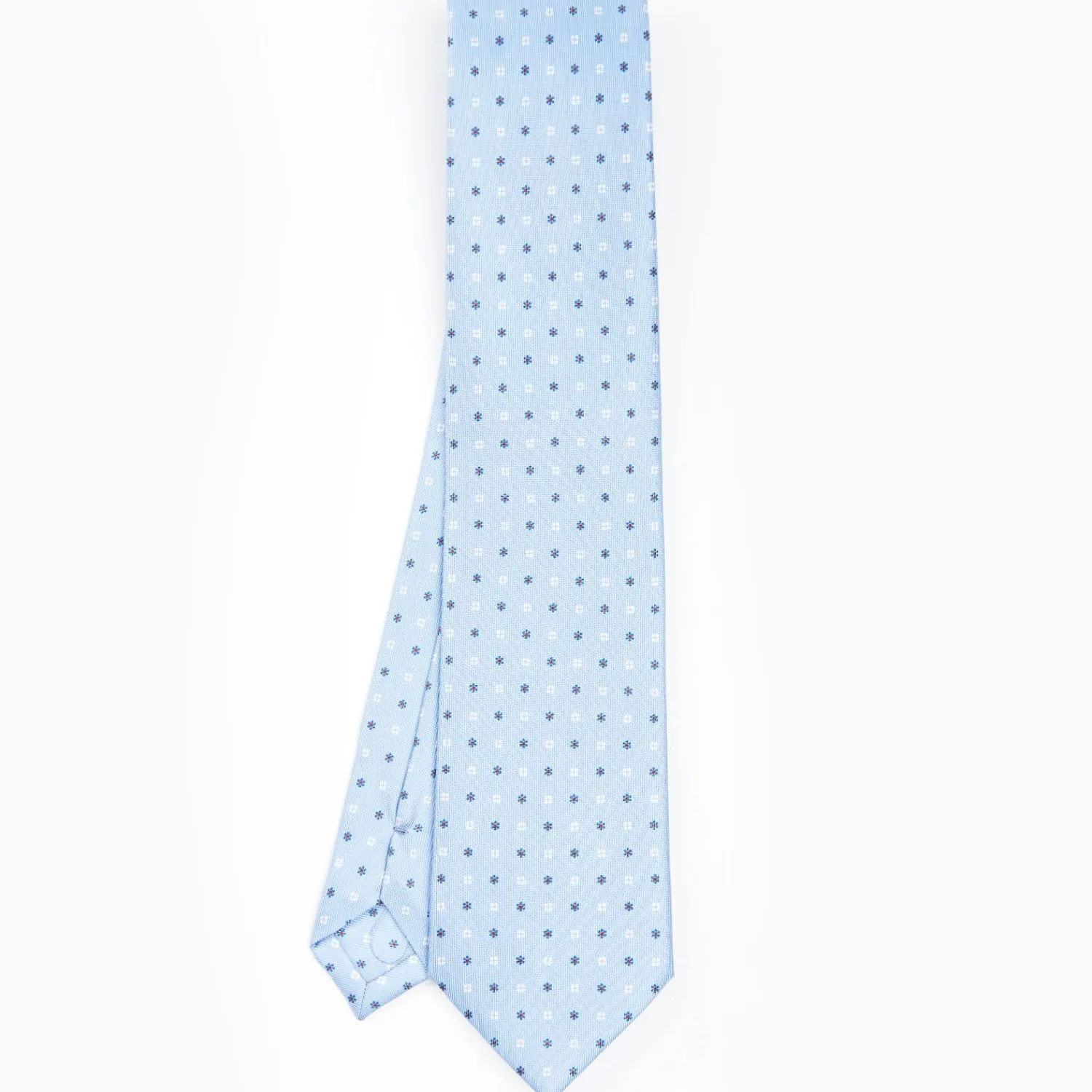Light Blue Sartorial Classic Silk Tie - Small Flower Designs>E.Marinella Discount
