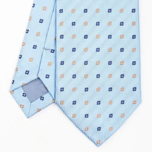 Light Blue Sartorial Jacquard Silk Tie - Small Flower Designs>E.Marinella Shop