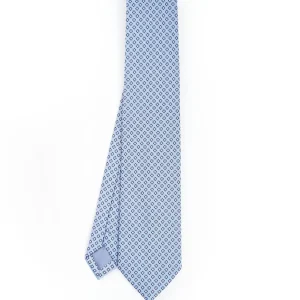 Light Blue Sartorial Jacquard Silk Tie - Small Geometric Pattern>E.Marinella Best Sale