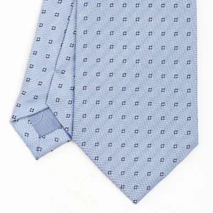 Light Blue Sartorial Jacquard Silk Tie - Small Flower Designs>E.Marinella Shop