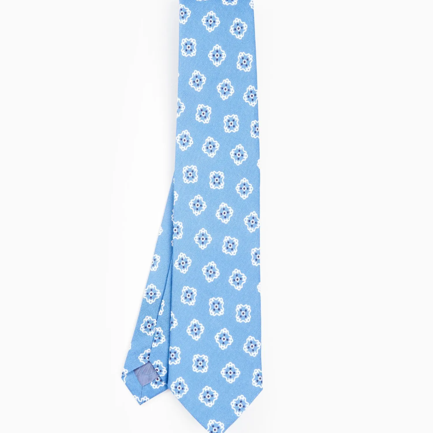 Light Blue Sartorial Linen Tie - Large Flower Pattern>E.Marinella Sale