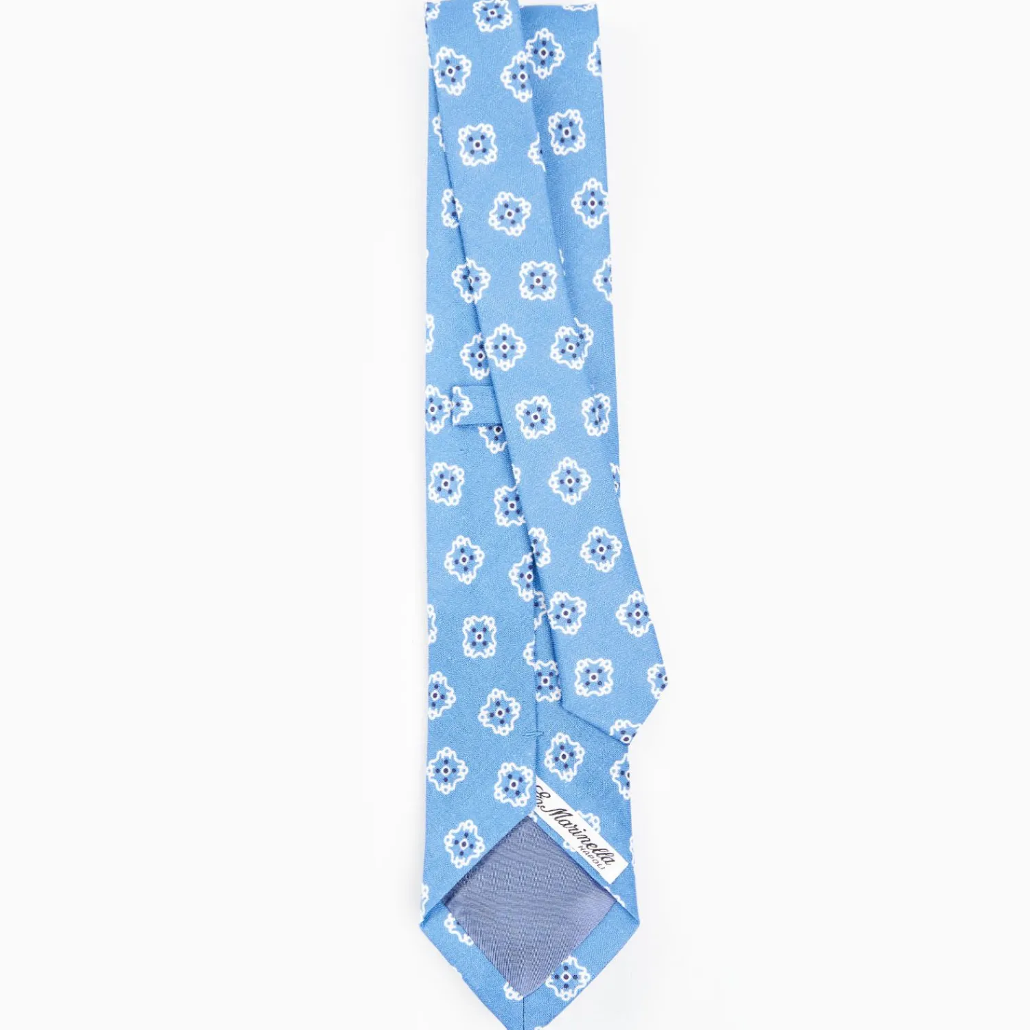 Light Blue Sartorial Linen Tie - Large Flower Pattern>E.Marinella Sale