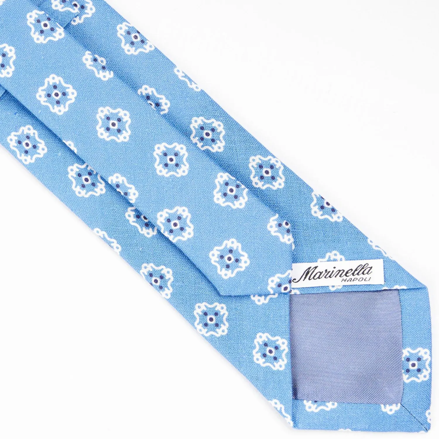 Light Blue Sartorial Linen Tie - Large Flower Pattern>E.Marinella Sale