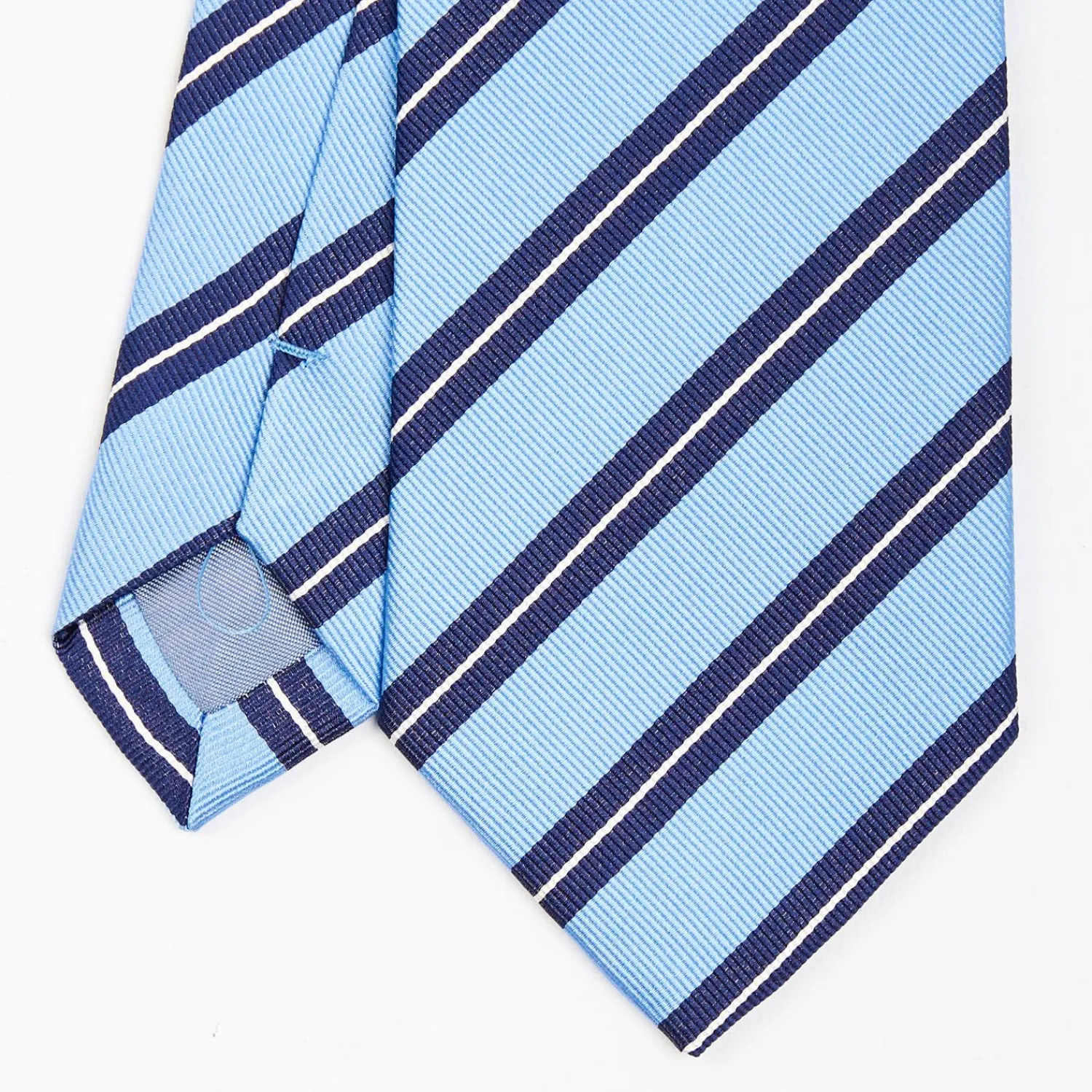 Light Blue Sartorial Striped Silk Tie>E.Marinella Outlet