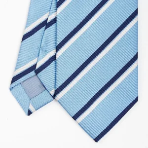 Light Blue Sartorial Striped Silk Tie>E.Marinella New