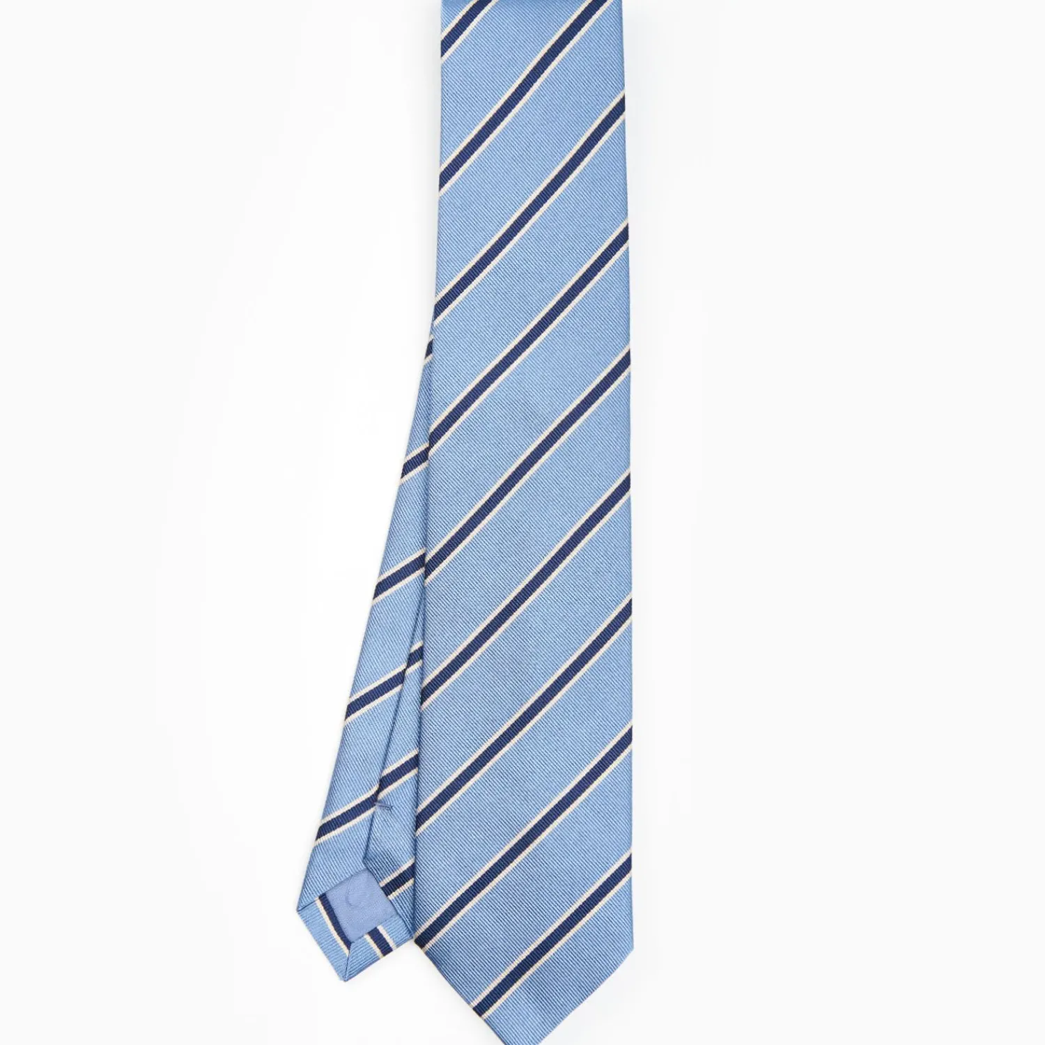 Light Blue Sartorial Striped Silk Tie>E.Marinella Clearance