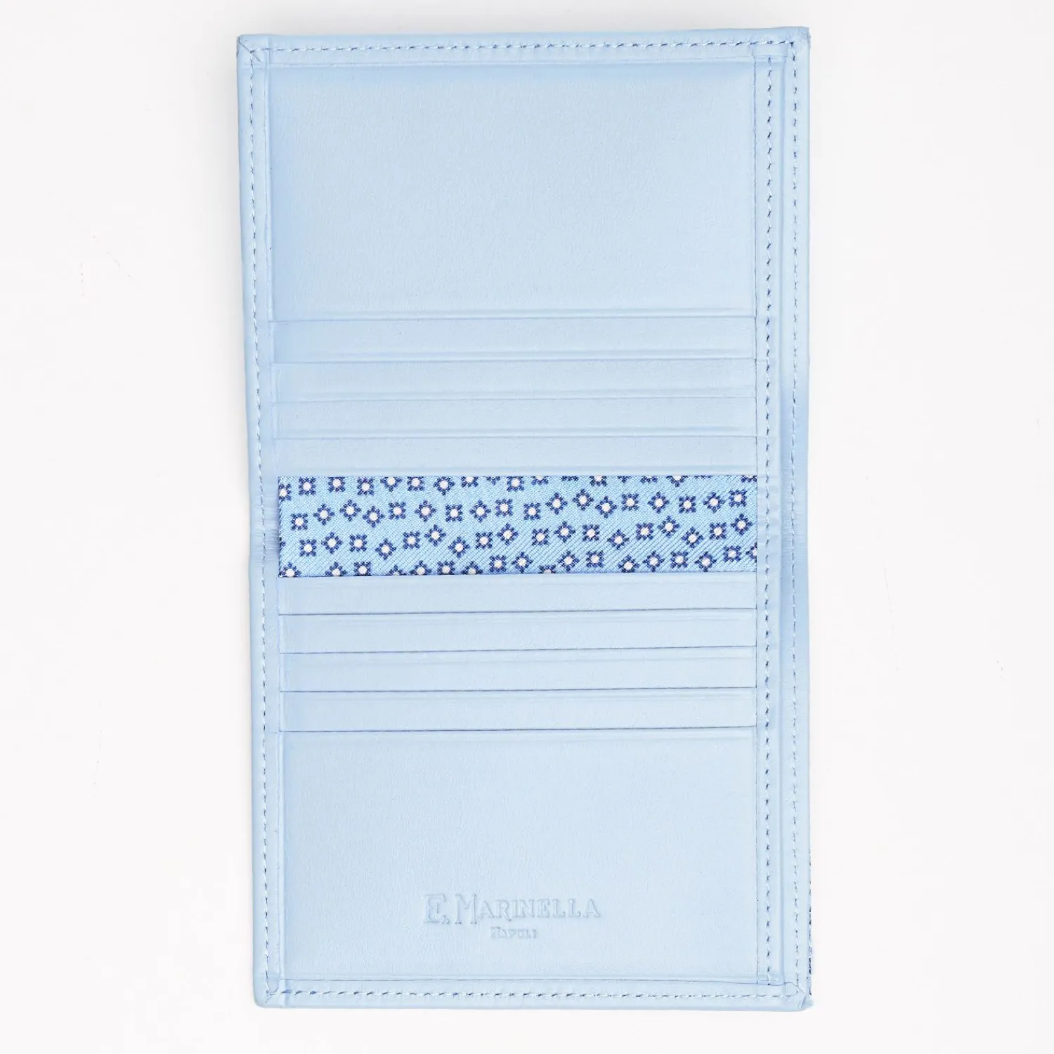 Light Blue Small Wallet In Silk And Leather>E.Marinella Outlet