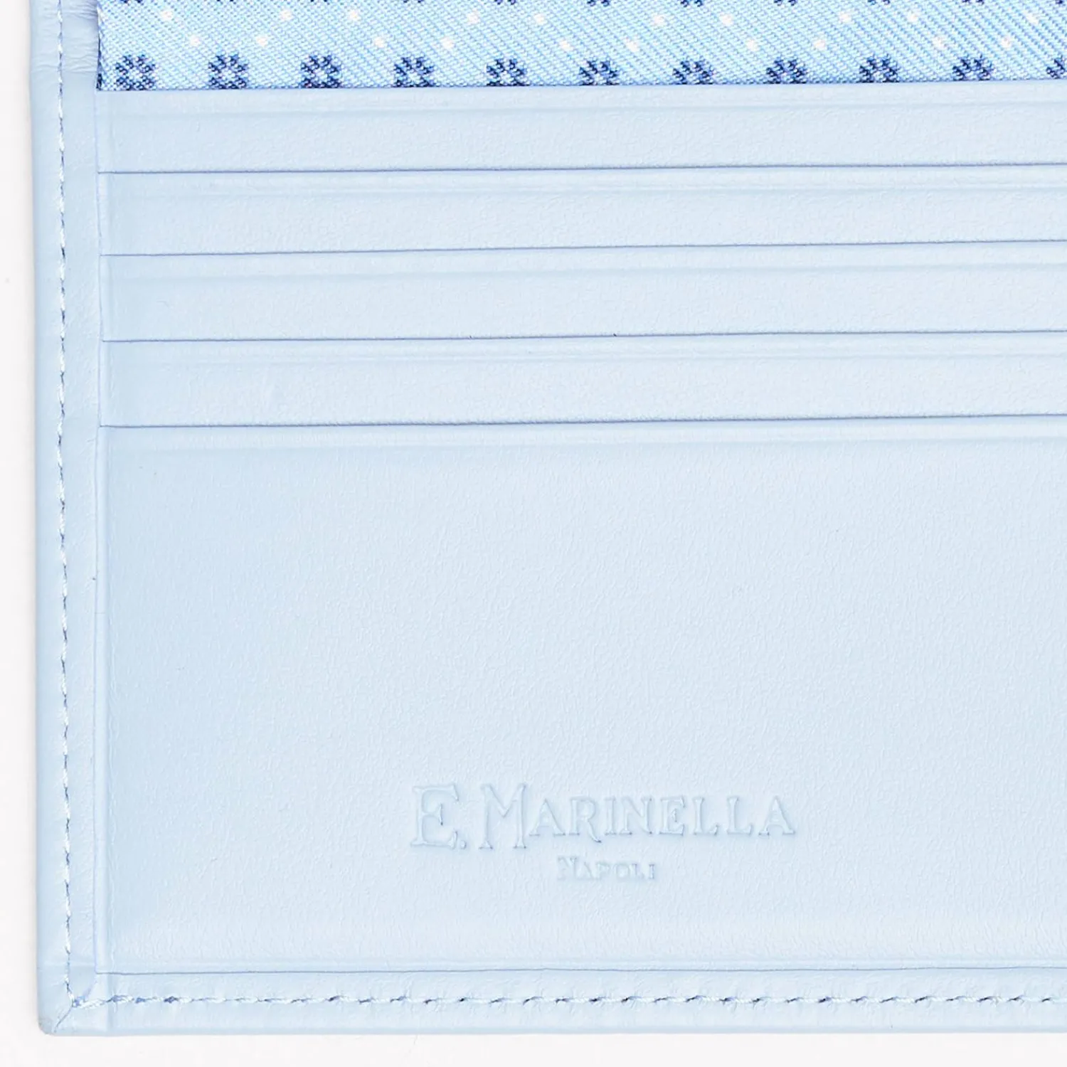 Light Blue Small Wallet In Silk And Leather>E.Marinella New