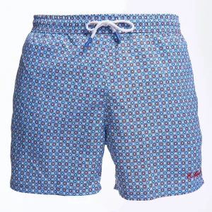 Light Blue Swim Short - Large Flower Pattern>E.Marinella Sale