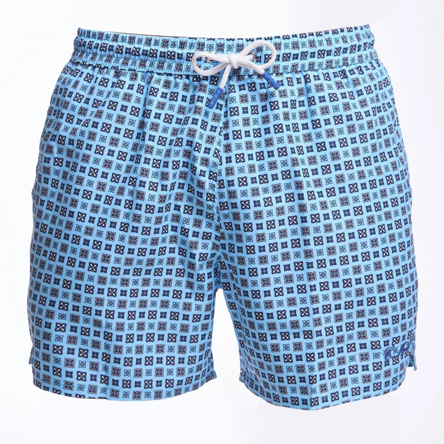 Light Blue Swim Short - Large Flower Pattern>E.Marinella Shop
