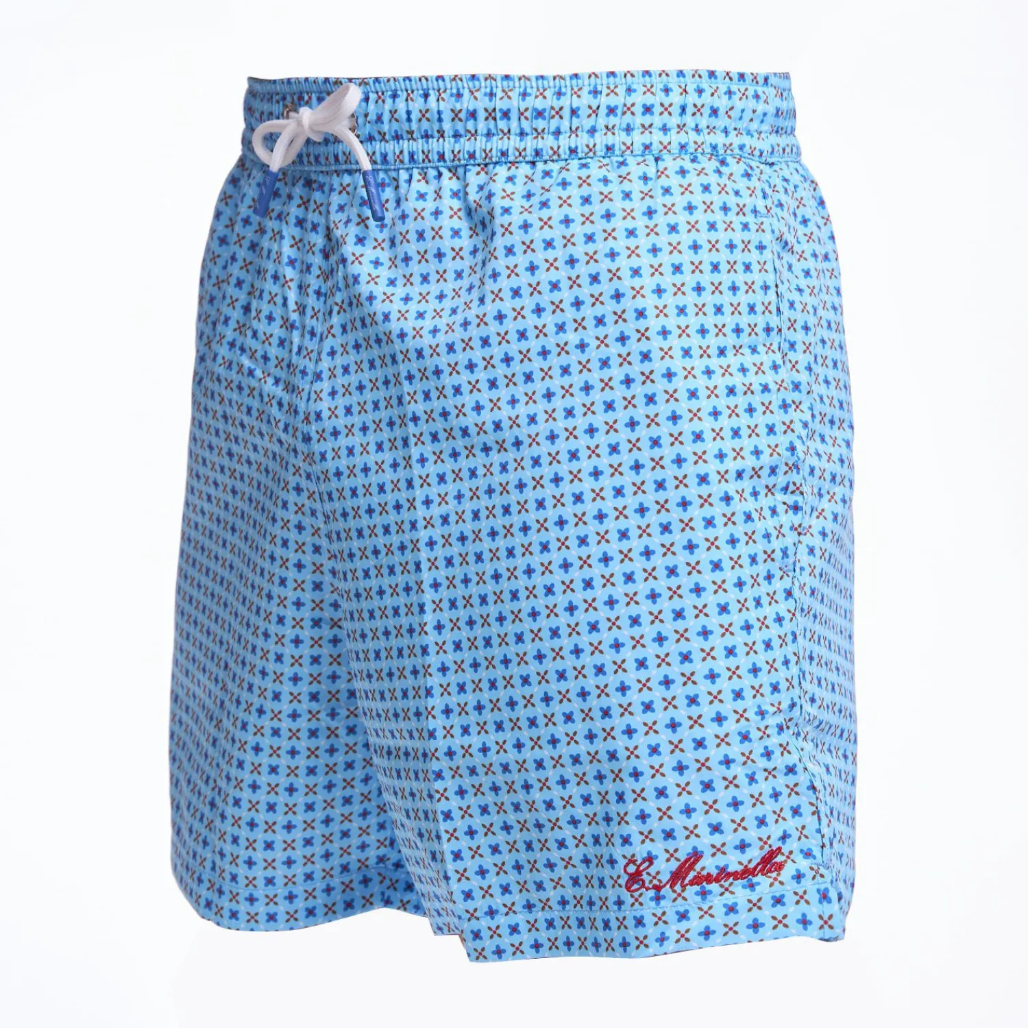 Light Blue Swim Short - Small Flower Pattern>E.Marinella Clearance