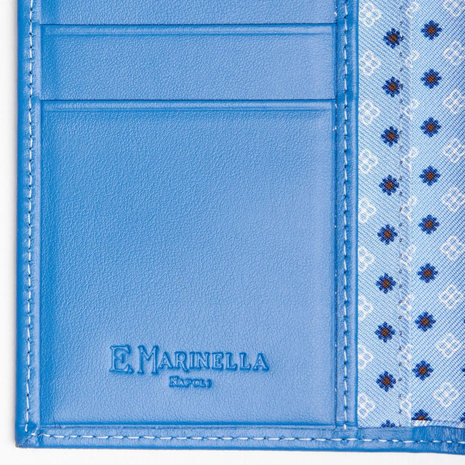 Light Blue Vertical Wallet In Silk And Leather>E.Marinella Best