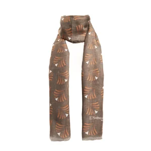 Light Brbown Cotton And Linen Scarf - Orange Fans>E.Marinella Hot