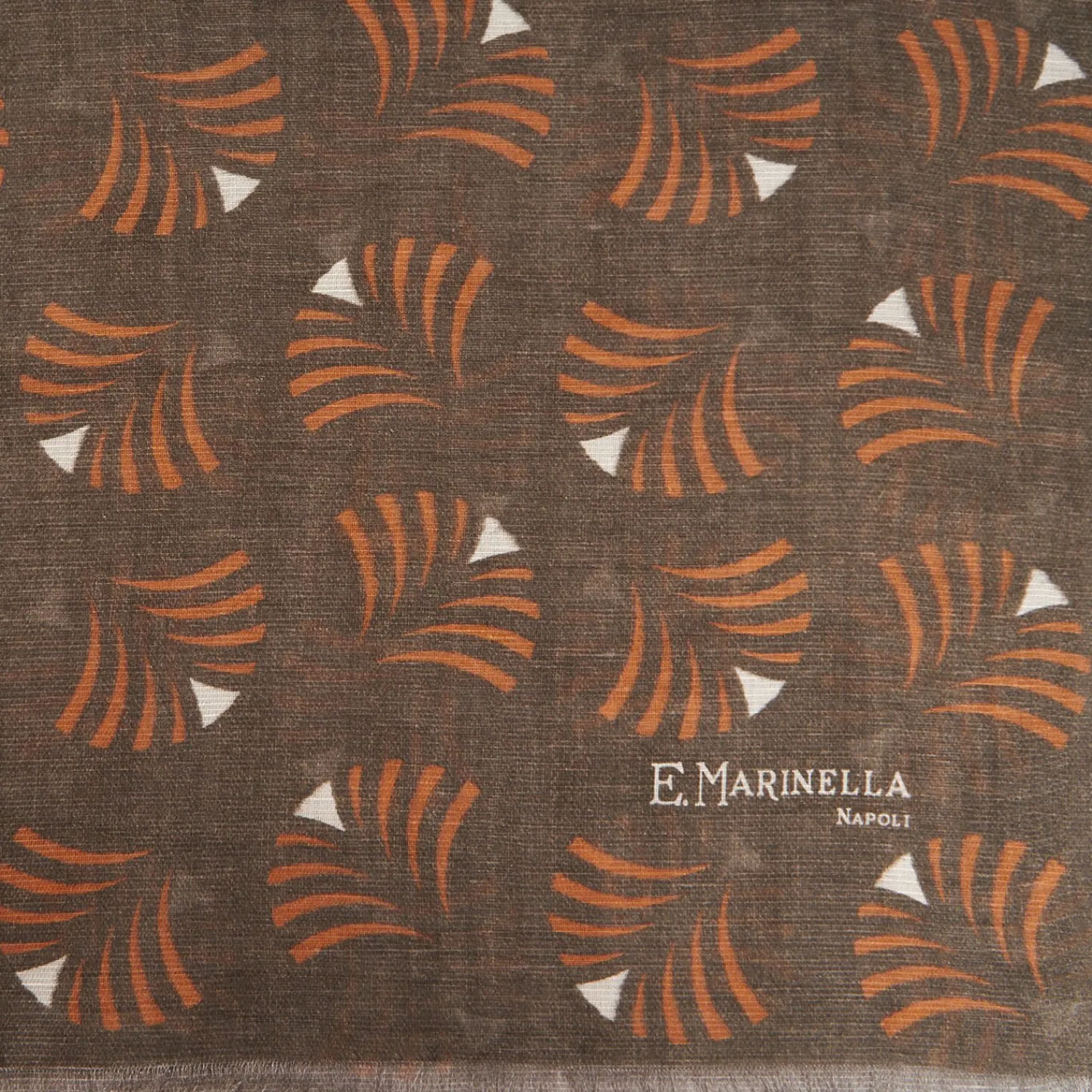 Light Brbown Cotton And Linen Scarf - Orange Fans>E.Marinella Hot