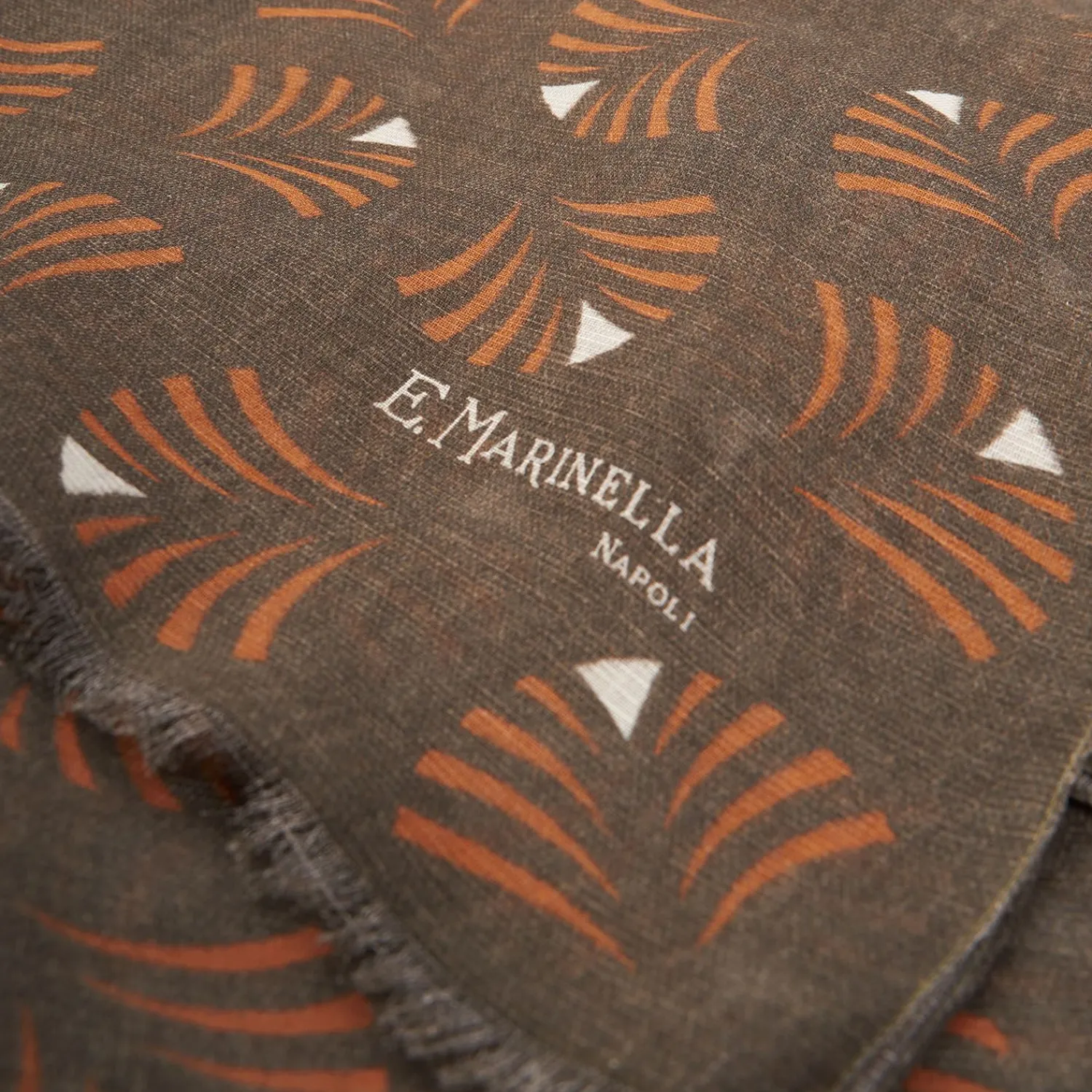 Light Brbown Cotton And Linen Scarf - Orange Fans>E.Marinella Hot