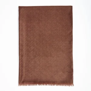 Light Brown Em Logo Scarf In Wool And Cashmere>E.Marinella Fashion