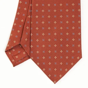 Light Brown Sartorial Classic Tie - Small Flower Pattern>E.Marinella Best Sale