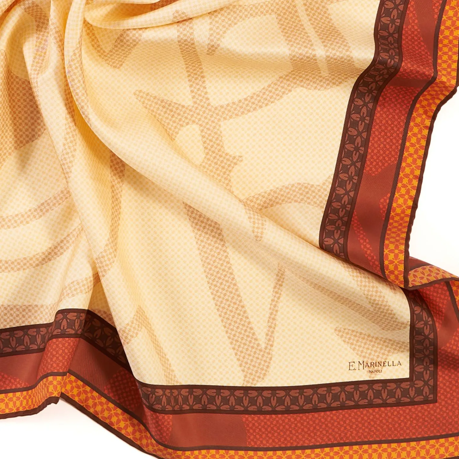 Light Brown Silk Scarf 90 - Archivio Ispiration 1961>E.Marinella Outlet