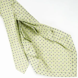 Light Green 9 Fold Sartorial Silk Tie - Small Flower Pattern>E.Marinella Clearance