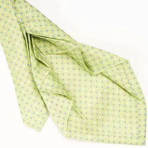Light Green 7 Fold Sartorial Silk Tie - Small Flower Pattern>E.Marinella Outlet