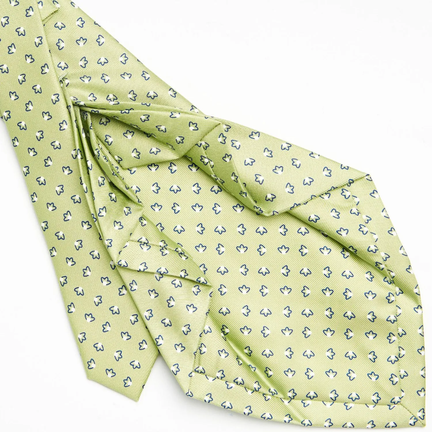 Light Green 7 Fold Sartorial Silk Tie - Small Flower Pattern>E.Marinella Clearance