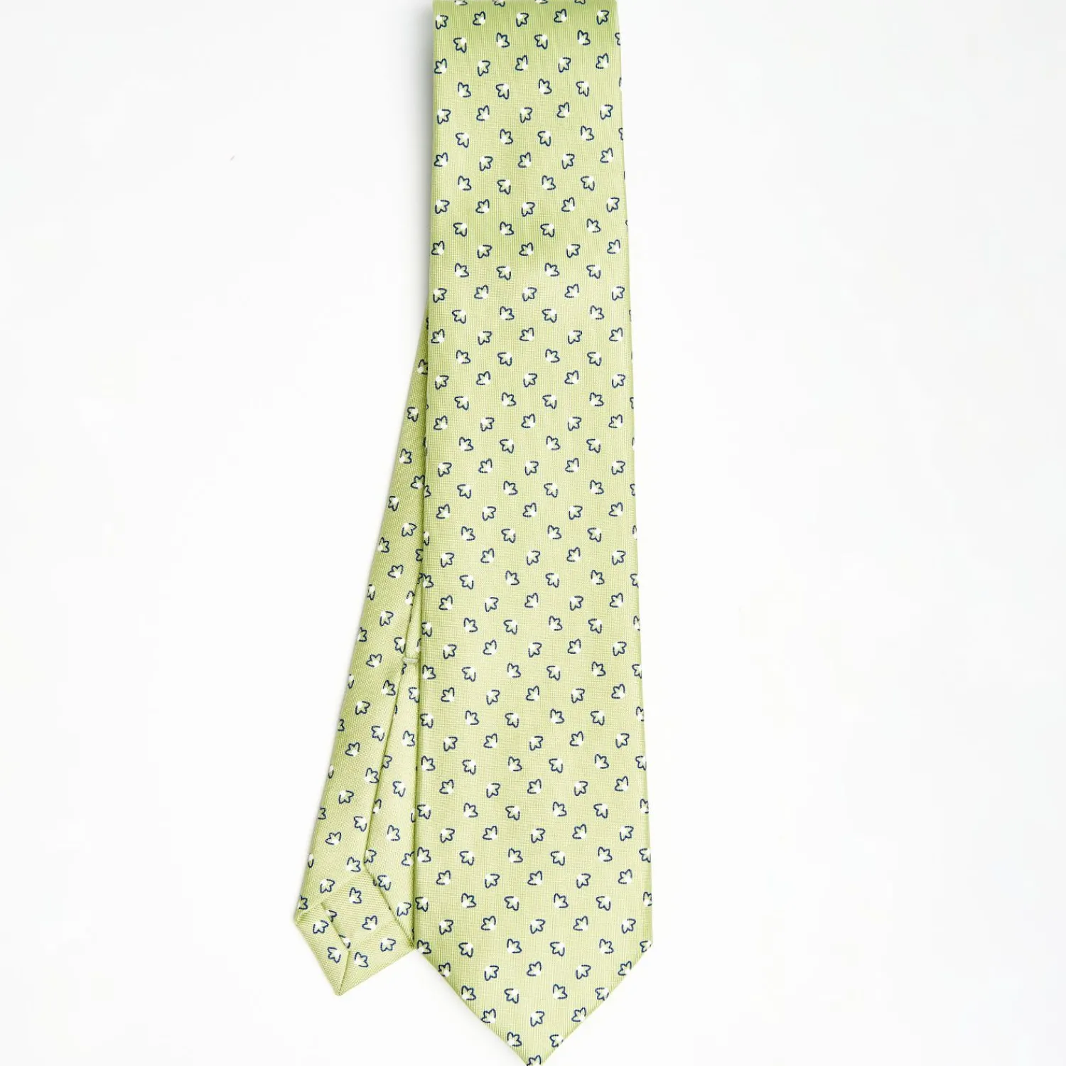 Light Green 7 Fold Sartorial Silk Tie - Small Flower Pattern>E.Marinella Clearance
