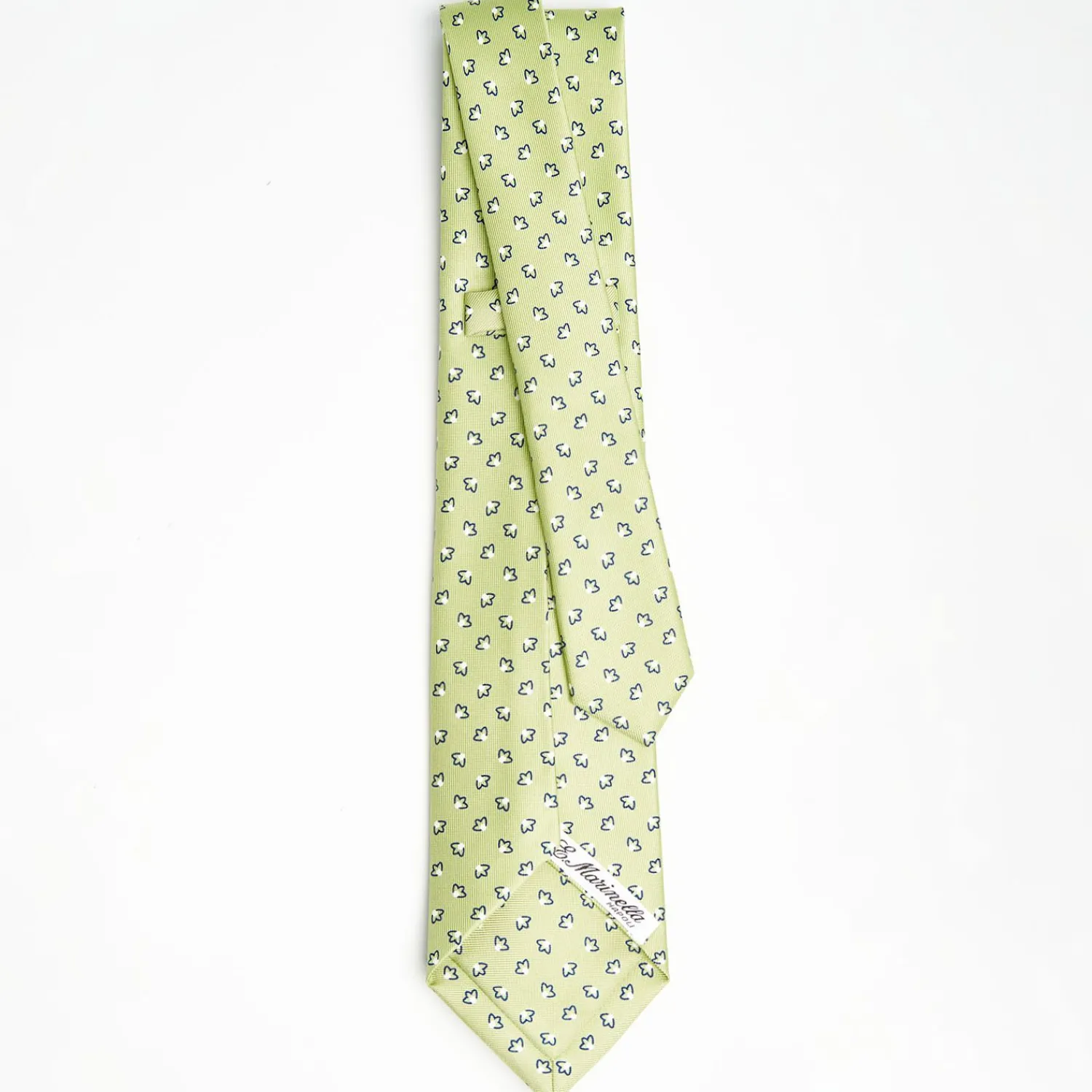 Light Green 7 Fold Sartorial Silk Tie - Small Flower Pattern>E.Marinella Clearance