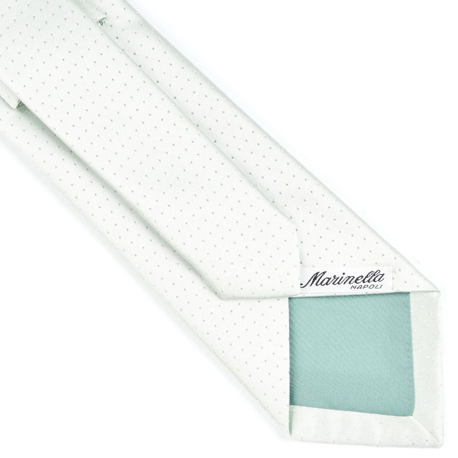 Light Green Cerimonial Silk Satin Tie Small Polka Dot Pattern>E.Marinella New