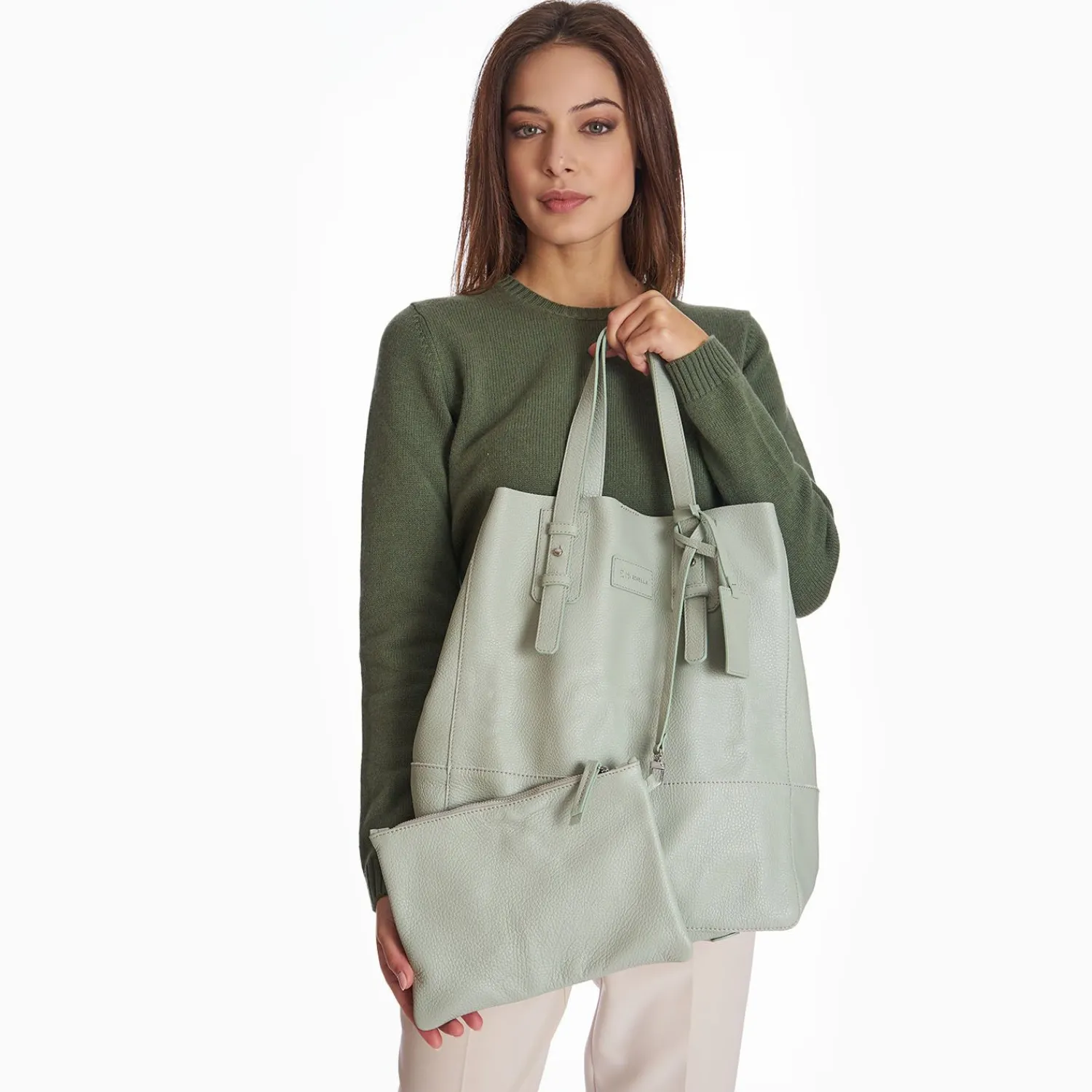 Light Green Deconstructed Bag>E.Marinella Hot