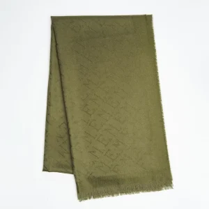 Light Green Em Logo Scarf In Wool And Cashmere>E.Marinella Best Sale