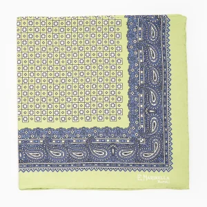 Light Green Hand-Printed Silk Pocket Square Large Flower Pattern>E.Marinella Flash Sale
