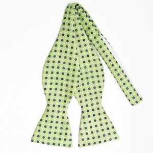 Light Green Silk Bowtie To Self-Tie - Small Flower Pattern>E.Marinella Store