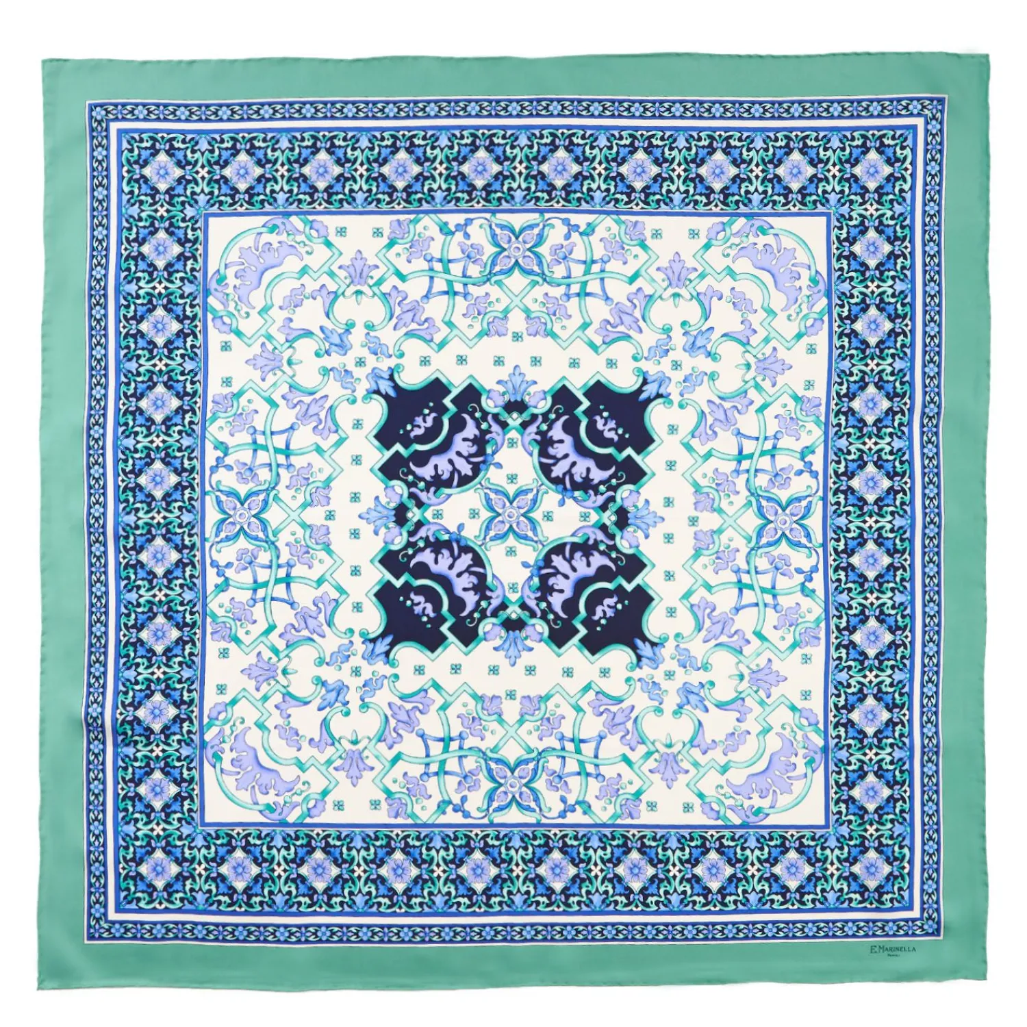 Light Green Silk Scarf 90 - Mediterranean Vibes>E.Marinella Best