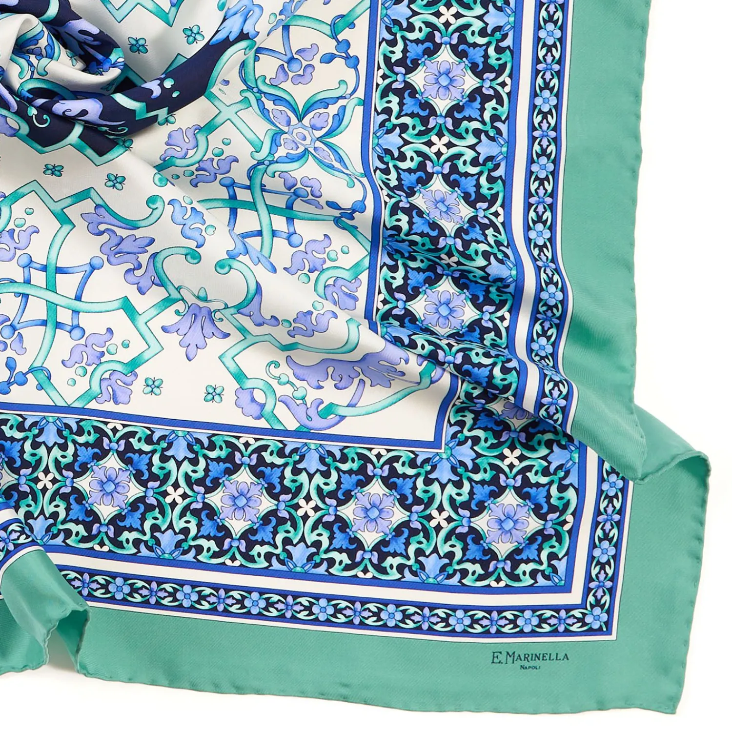 Light Green Silk Scarf 90 - Mediterranean Vibes>E.Marinella Best