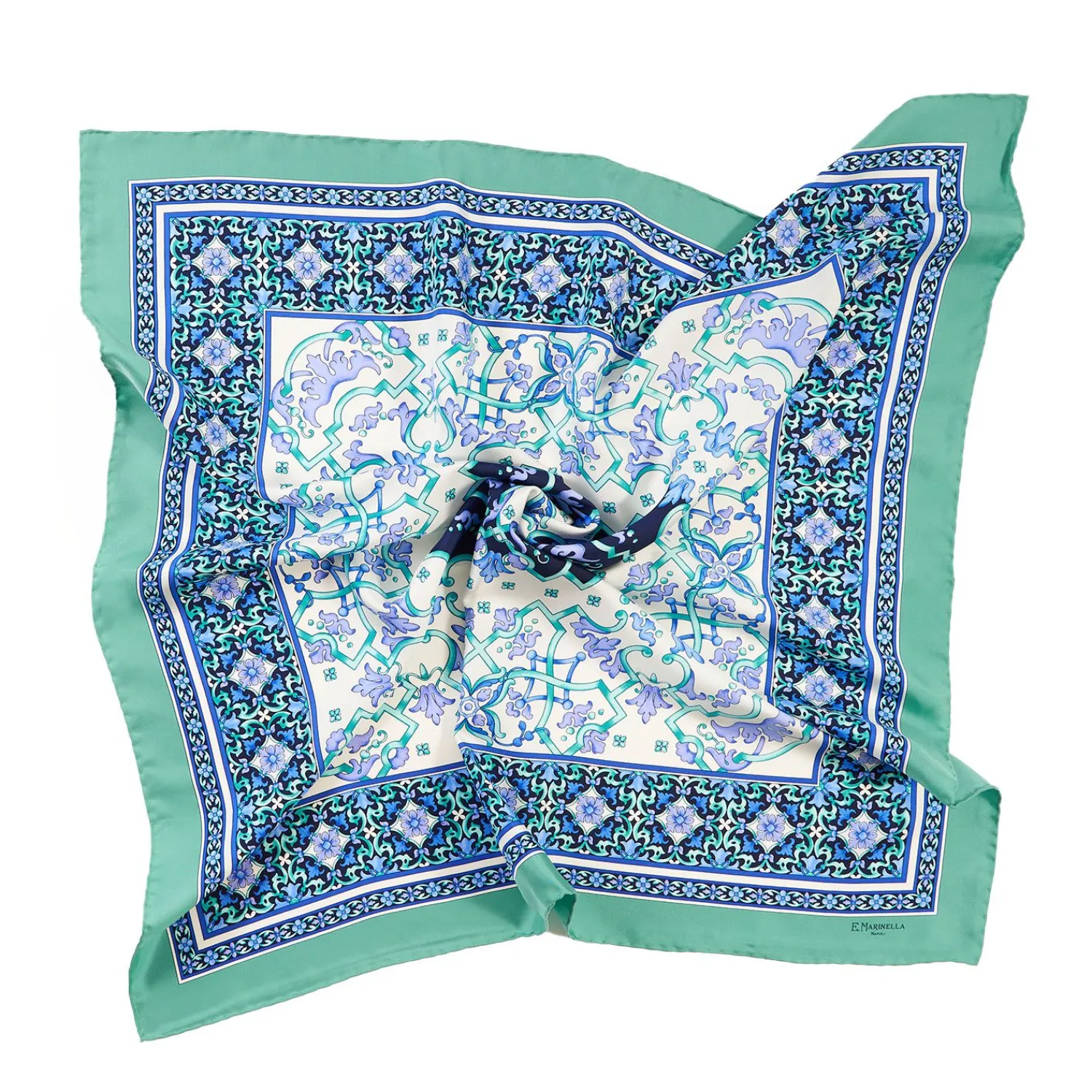 Light Green Silk Scarf 90 - Mediterranean Vibes>E.Marinella Best