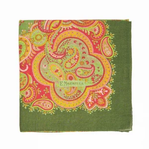 Light Green Wool Stole With Floral And Paisley Patterns>E.Marinella Online
