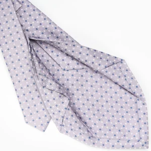 Light Grey 5 Fold Sartorial Silk Tie - Small Flower Pattern>E.Marinella Cheap