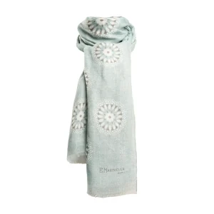 Light Grey Cotton And Linen Scarf - Floral Medallions>E.Marinella Clearance