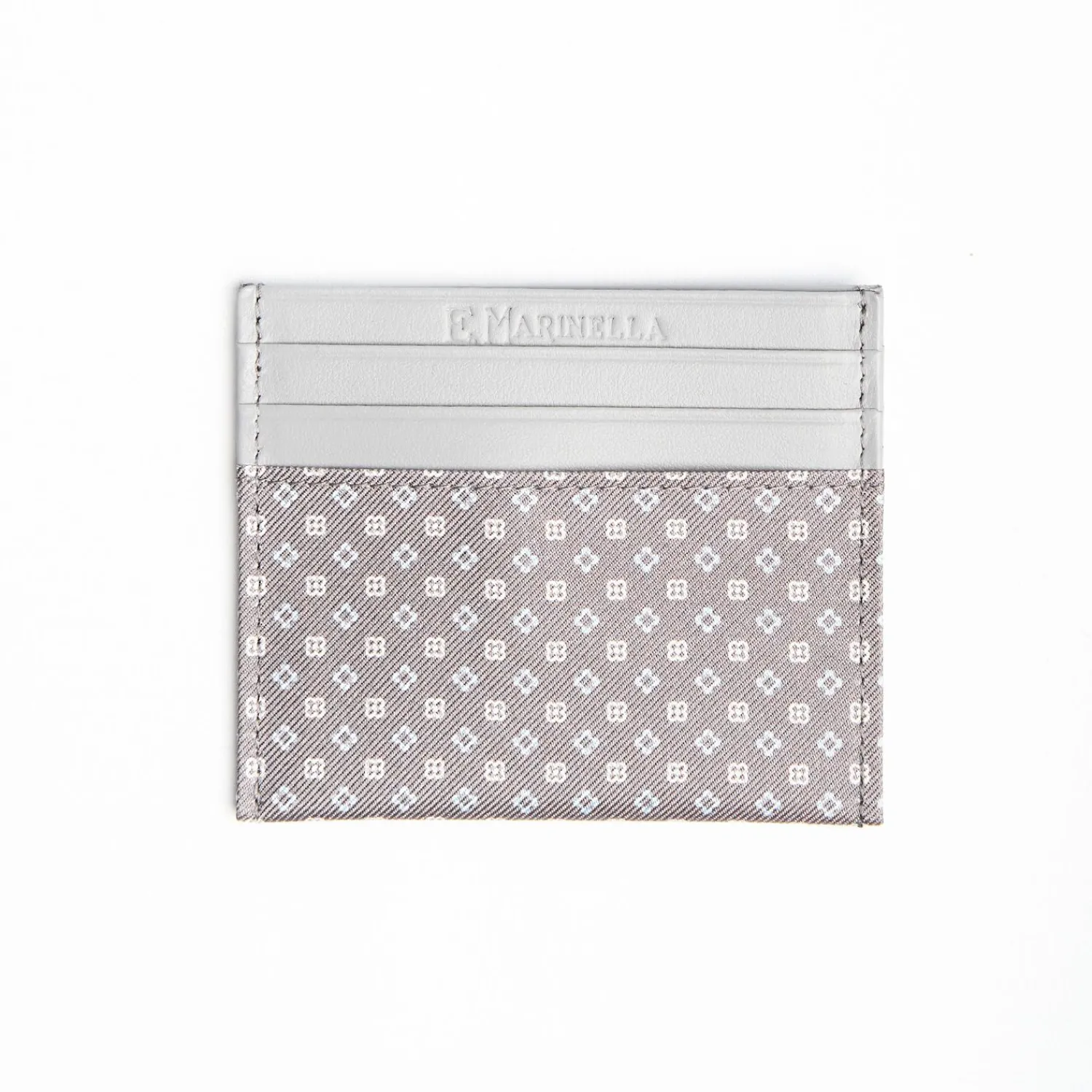 Light Grey Leather And Silk Credit Card Holder - 5 Compartments>E.Marinella Shop