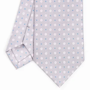 Light Grey Sartorial Classic Silk Tie - Small Flower Pattern>E.Marinella Discount