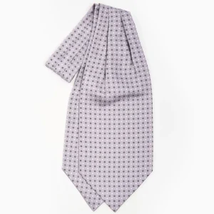 Light Grey Silk Ascot Tie - Small Flower Pattern>E.Marinella Flash Sale