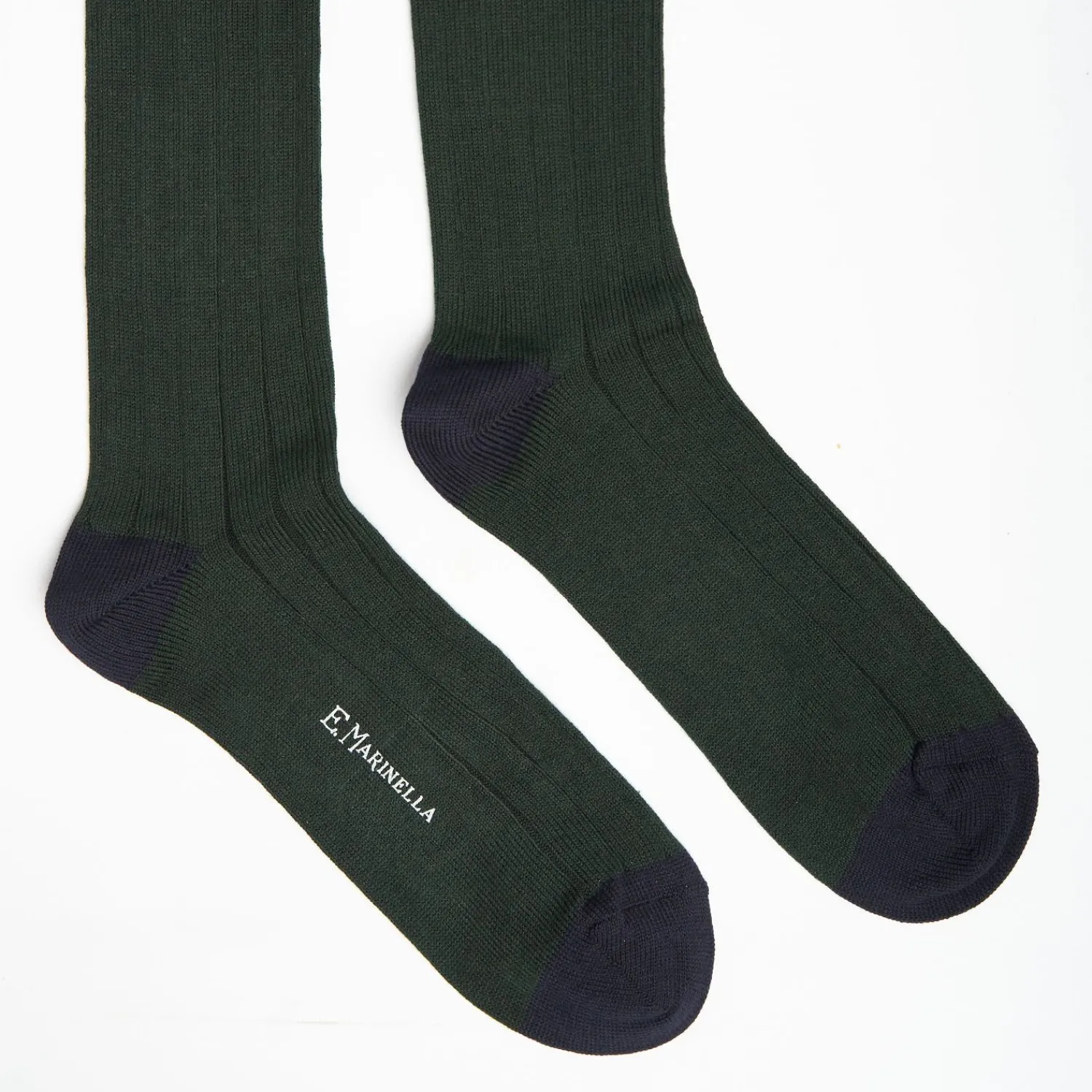 Long Bicolor Green And Blue Cotton Socks - Solid Color>E.Marinella Cheap